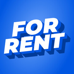 For rent. Text effect for social media or online media. Square size