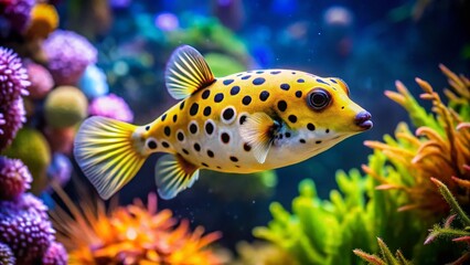 Blackspotted Puffer Fish in a Vibrant Aquarium Setting - Stunning Marine Life Photography