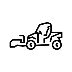 ATV with Snow Attachment black line illustration. Snow removal machine.