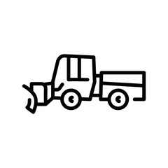 Sidewalk Snowplow black line illustration. Snow removal machine.