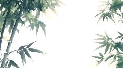 Obraz premium Simple Bamboo Stalks on White Background with Peaceful Japanese Atmosphere