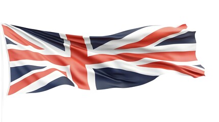 Fototapeta premium Waving English Flag on White Background with Copy Space