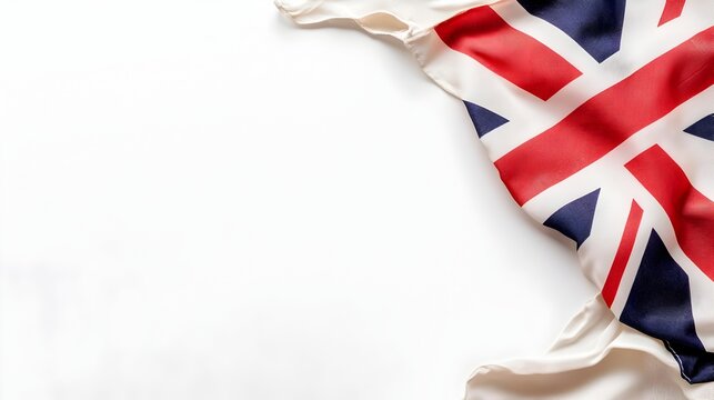 Minimalist Union Jack Flag Pattern in Corner of White Background