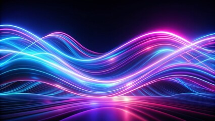 Naklejka premium Blue Purple Laser Neon Wavy Lines Abstract Background for Night Photography