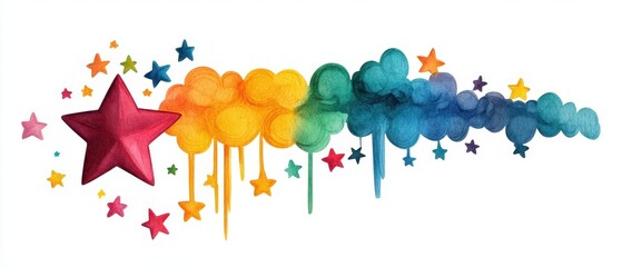 Fototapeta premium Colorful star with vibrant paint splashes in a whimsical design, perfect for creative projects.