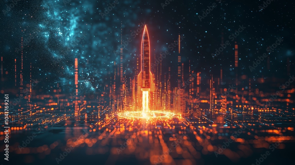Poster abstract representation of startup launch concept