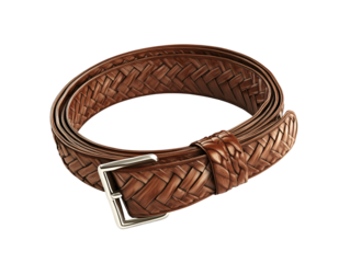 a brown belt with a silver buckle