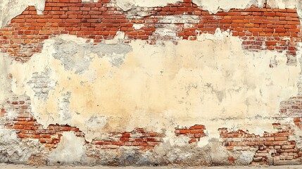 Textured Wall with Peeling Paint and Exposed Brick