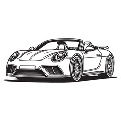 Car Outline Vector Artwork on White.