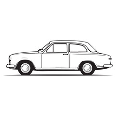 Car Outline Silhouette Vector Illustration on White.