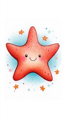 Cute and colorful starfish character illustration on a white background.