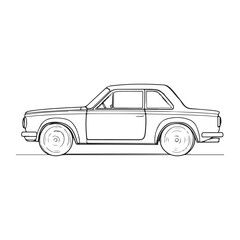 Car Line art Vector on White Backdrop.