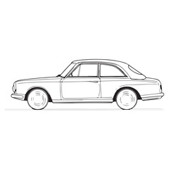 Fototapeta premium Car Line art Vector on White Backdrop.