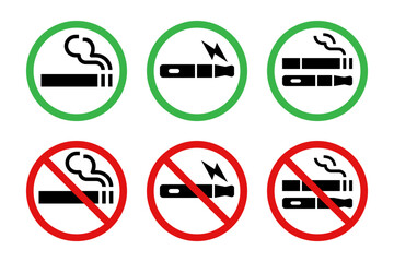 no smoking,no vaping and smoking area sign set