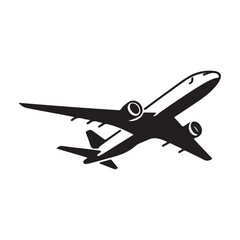 Plane Silhouette Illustration on a White Background.
