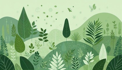 Green harmony nature-inspired calming wallpaper