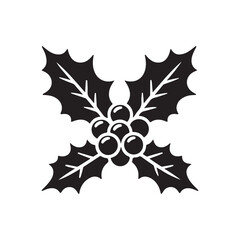 Christmas Themed Holly Berry Silhouette Icon on White Background.