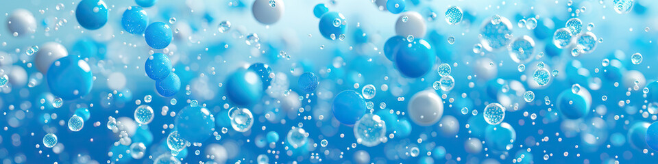 Obraz premium Ocean Blue Abstract Texture with Falling Blue and White Plastic Beads