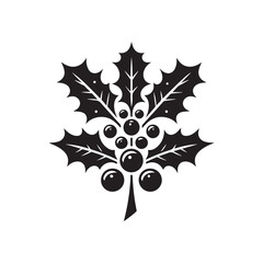 Holiday Holly Berry Silhouettes - Classic Mistletoe Icon.
