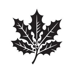 Holiday Holly Berry Silhouettes - Classic Mistletoe Icon.