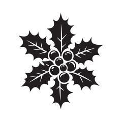 Naklejka premium Christmas Holly Berry and Mistletoe Icon Silhouettes - White Background.