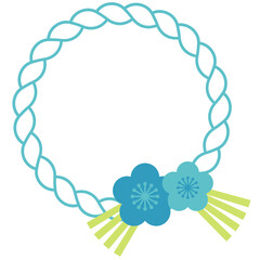 和モダンな可愛いしめ縄のフレームイラスト　緑