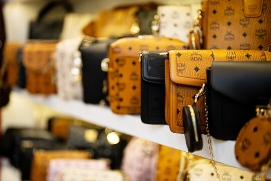Side, Turkey - 08.06.2024: Handbags collection in the store. Editorial usage.