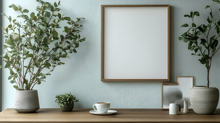 Minimalist Home Decor with Plants and Coffee