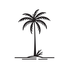 Obraz premium Coconut Palm Tree Silhouette Icon Illustration on White Background.