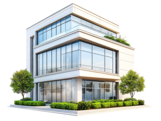 a building with windows and trees