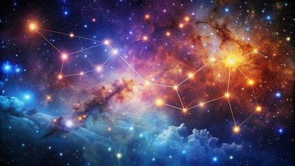 Obraz premium Cancer Zodiac Sign Constellation Map with Galactic Background of Stars for Horoscope Enthusiasts