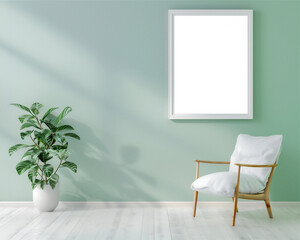 Mock up poster or photo frame on the wall with minimalist room part 2