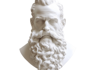 a white statue of a man with a beard