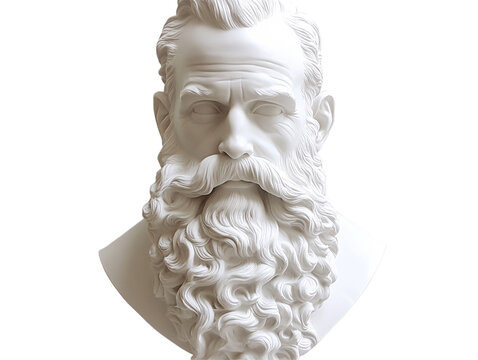 a white statue of a man with a beard