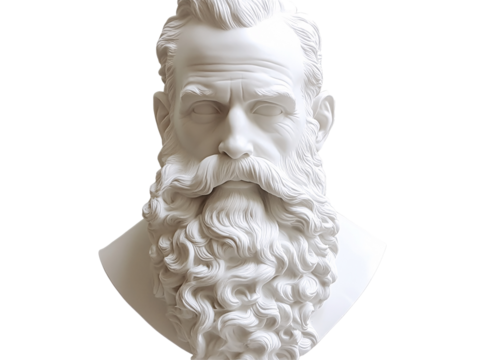 a white statue of a man with a beard
