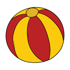 Hand drawn cartoon red and yellow baby ball on white background.