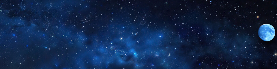 Indigo Night Sky: An inky blue-black indigo sky dotted with twinkling stars and a bright white moon provides a dreamy backdrop.
