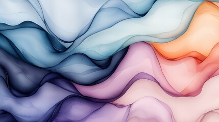 Abstract Ink Waves in Pastel Shades, a captivating visual journey