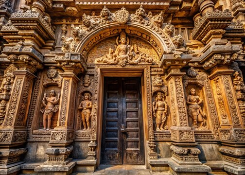 Captivating Documentary Photography of a Portal with Mandres Frieze Detail in Historical Architecture
