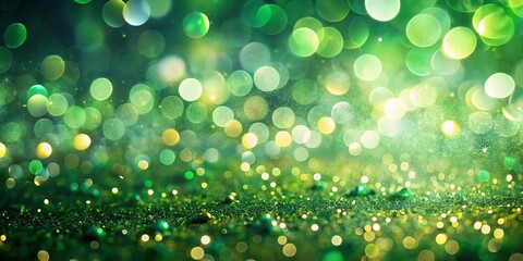 Obraz premium Captivating Light Sparkles on Green Background with Bokeh Effect for Surreal Photography