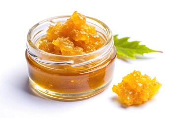 Cannabis concentrate wax badder isolated on white background panoramic