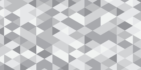 Abstract geometric white and gray background seamless mosaic and low polygon triangle texture wallpaper, Triangle Vector Abstract Geometric Technology seamless pattern Background. 
