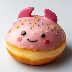 Cute Strawberry Flavored Donut Shaped Like a Smiling Fish