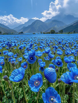 Kashmir blue poppy  field