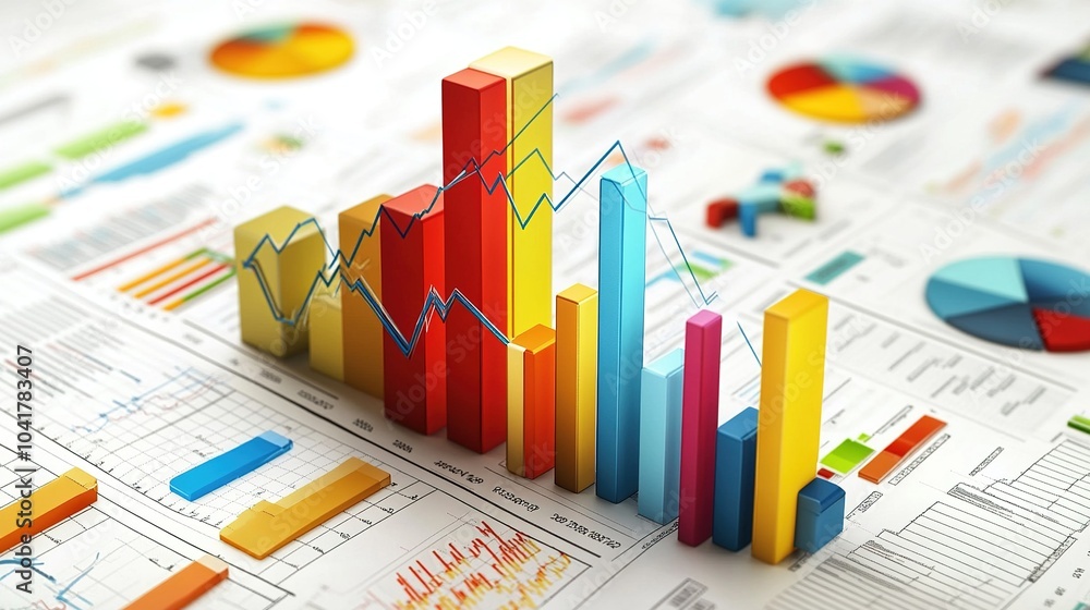 Poster colorful data visualization with charts and graphs