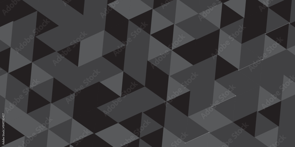 Wall mural abstract geometric black and gray background seamless mosaic and low polygon triangle texture wallpa