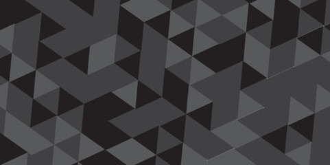 Fototapeta premium Abstract geometric black and gray background seamless mosaic and low polygon triangle texture wallpaper. Vector geometric seamless gray and black cube square low polygon background. 