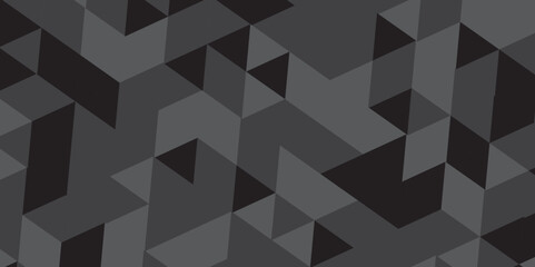 Fototapeta premium Abstract geometric black and gray background seamless mosaic and low polygon triangle texture wallpaper. Vector geometric seamless gray and black cube square low polygon background. 