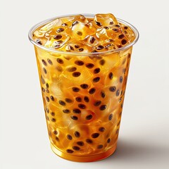Refreshing Iced Passionfruit Tea in Clear Cup