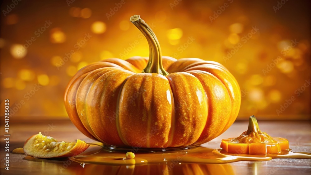 Aufkleber a single pumpkin sits in a pool of its own juice, glowing against a warm, hazy background